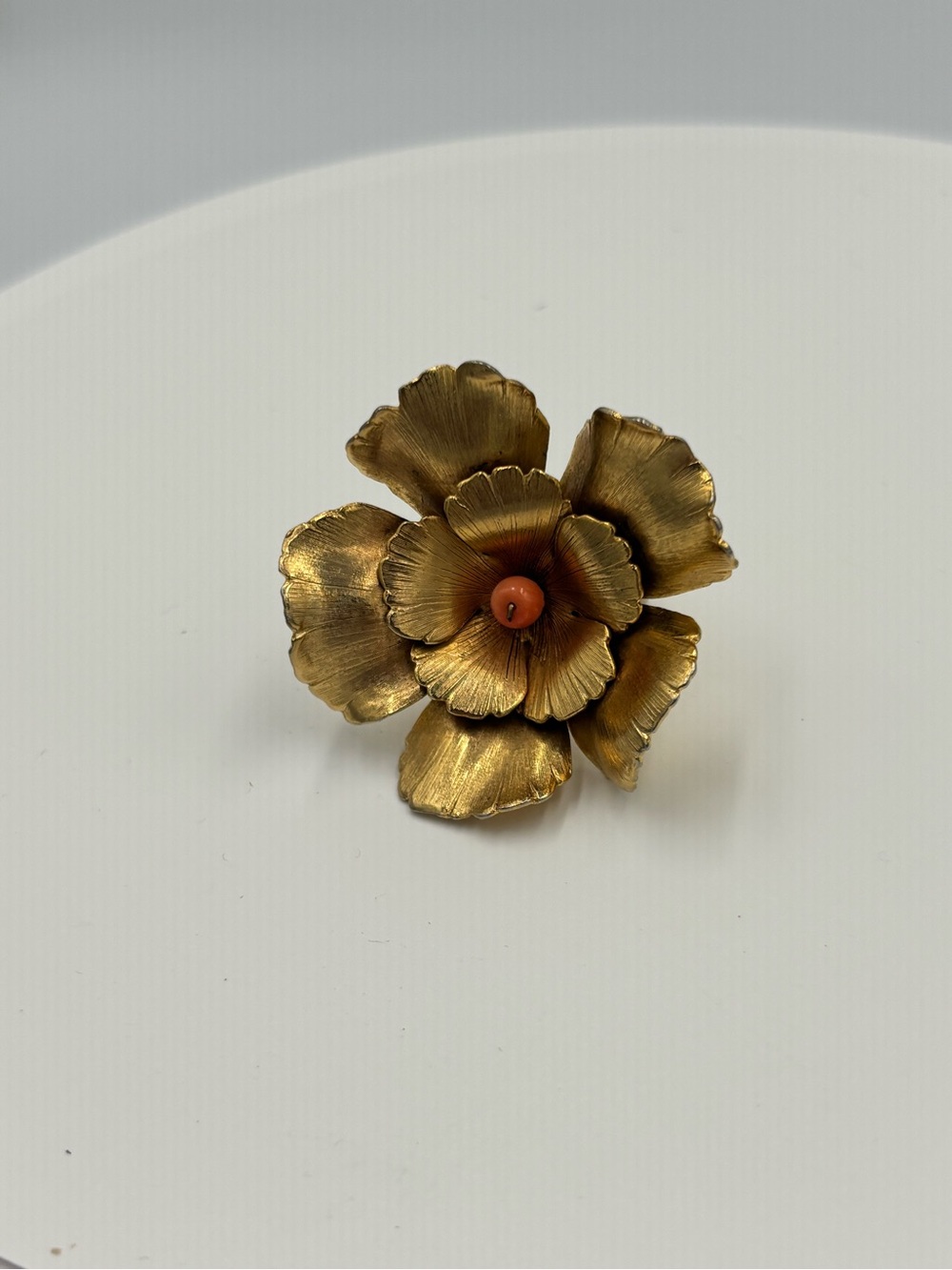 Vintage CITRINE Gold Tone Floral Statement Ring Size 6.5 - Picture 6 of 7